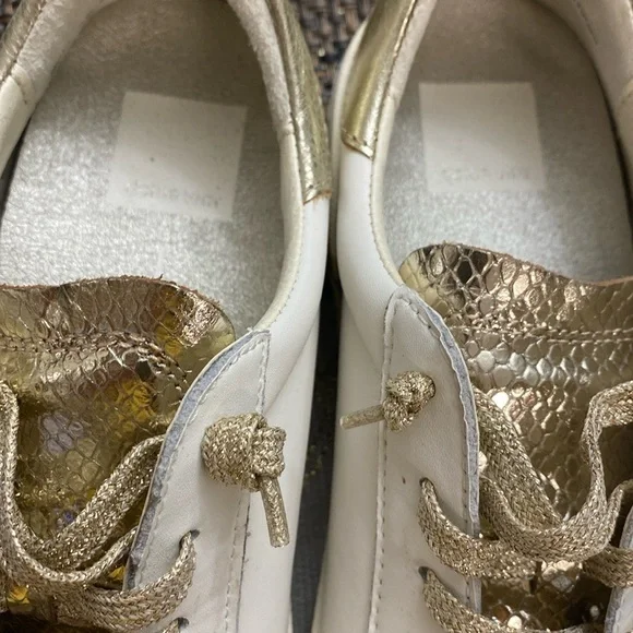 Dolce Vita Gold and White Sneakers with Metallic Accents - Picture 8 of 10